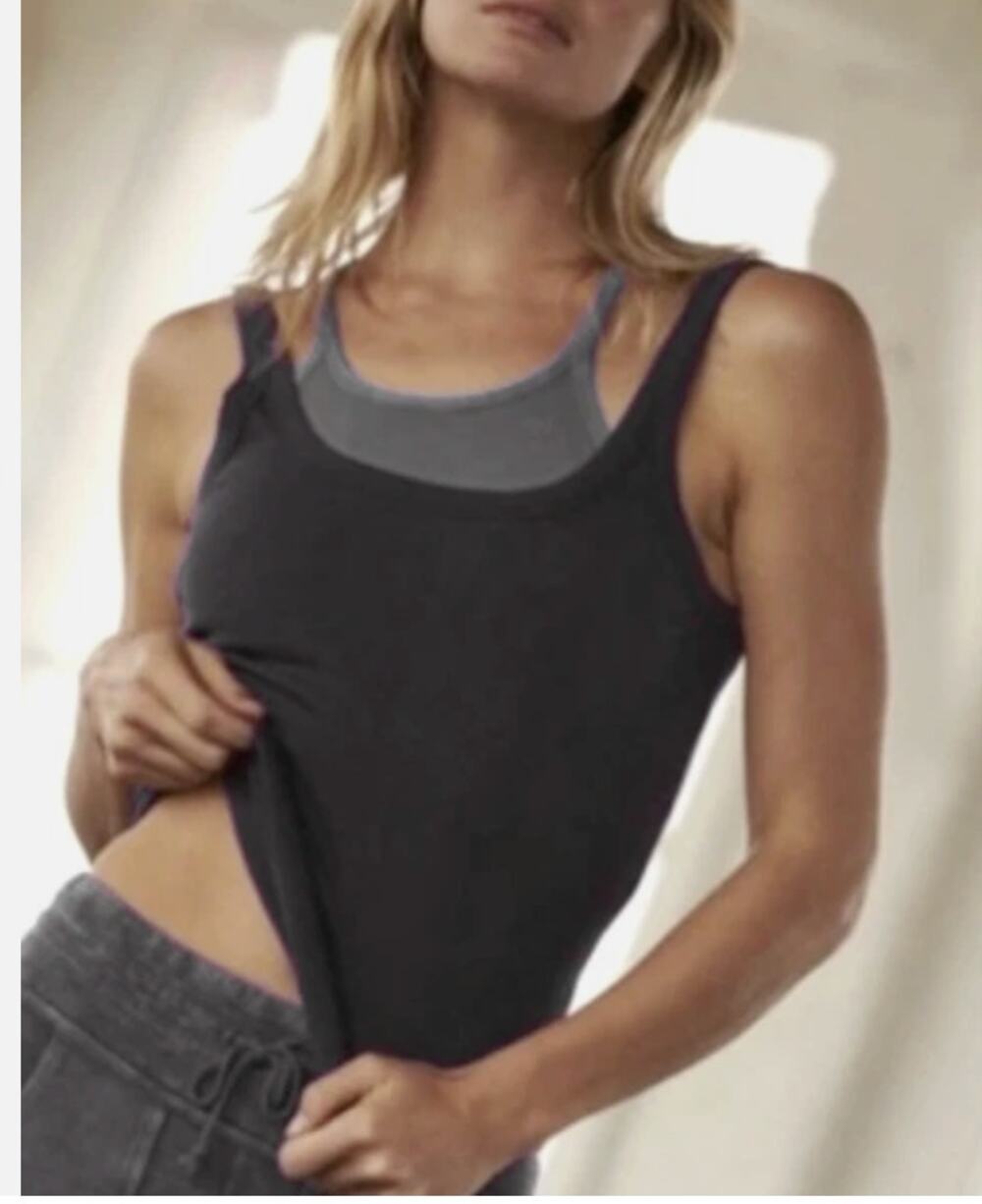 NEW Free People Movement Black Sleeveless Ribbed One Step Tank Top Small